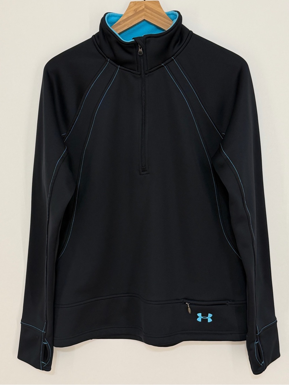 Under Armour Women's Semi-Fitted Fleece Lined Half Zip Pullover Black Size Large
